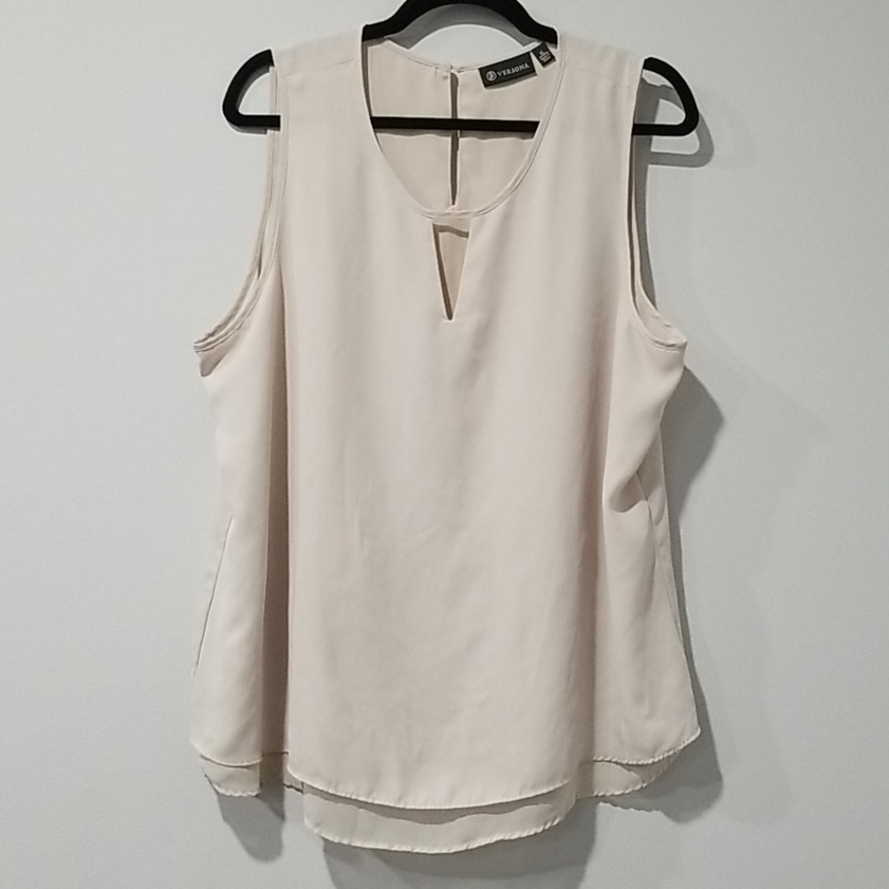 Versona Cream Sleeveless Layered Top Blouse SZ XL
